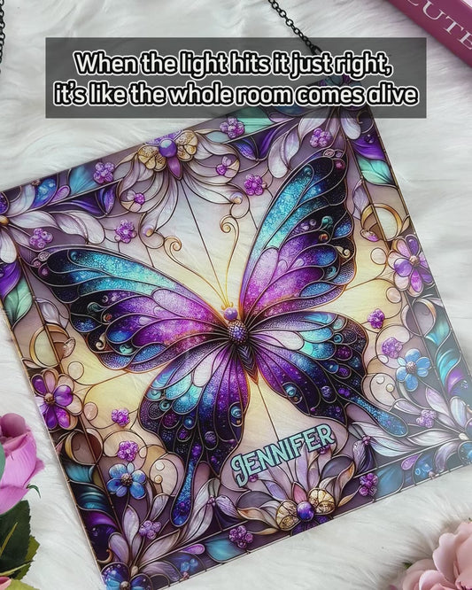 Love Butterflies - Personalized Butterfly Window Hanging Suncatcher Ornament