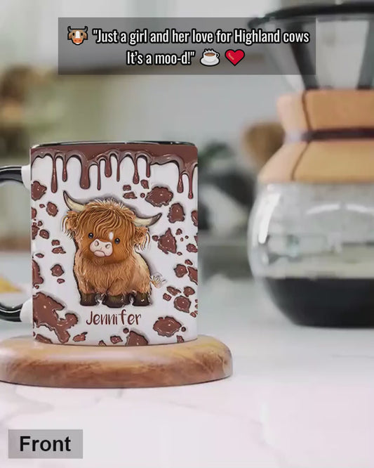 Mug personnalisé « Juste une fille qui aime les vaches des Highlands »