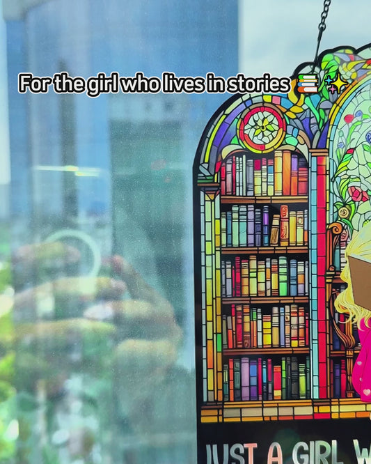 Just A Girl Who Loves Books - Personalized Book Window Hanging Suncatcher Ornament