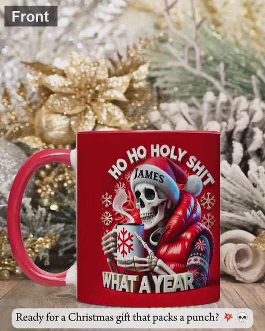 Oh oh oh, quelle année ! - Mug personnalisé avec motif tête de mort