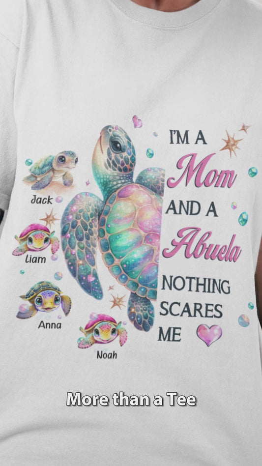 Rien ne me fait peur, mamie tortue - T-shirt et sweat à capuche personnalisés pour mamie