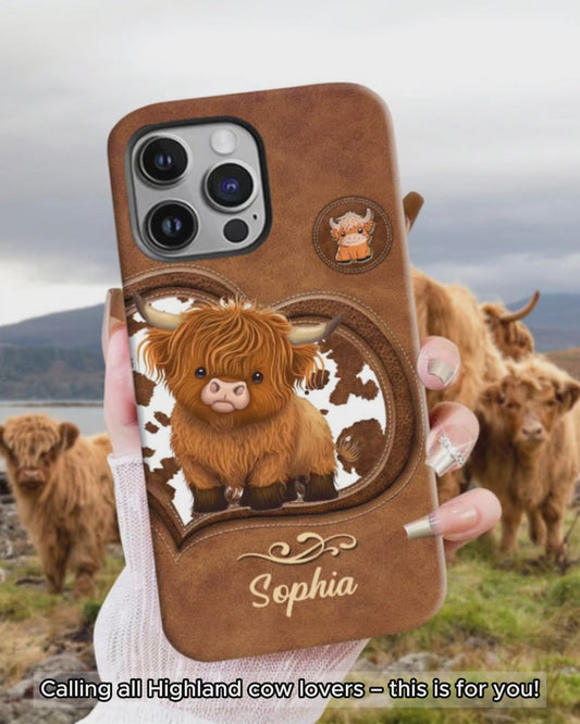 Coque de téléphone personnalisée avec imprimé vache des Highlands - Mignonne vache des Highlands