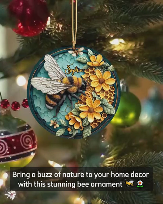 Abeille et nid d'abeille - Ornement d'abeille personnalisé