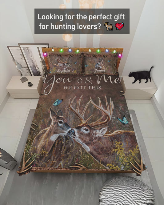 Couple de chasseurs - Ensemble de courtepointe personnalisé 112021
