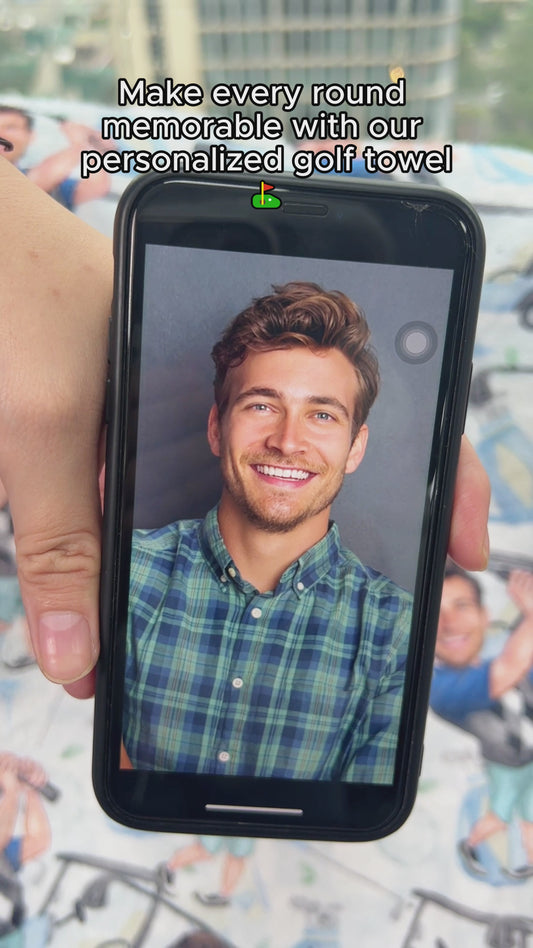 Serviette de golf personnalisée avec photo humoristique d'un golfeur - Serviette de golf humoristique