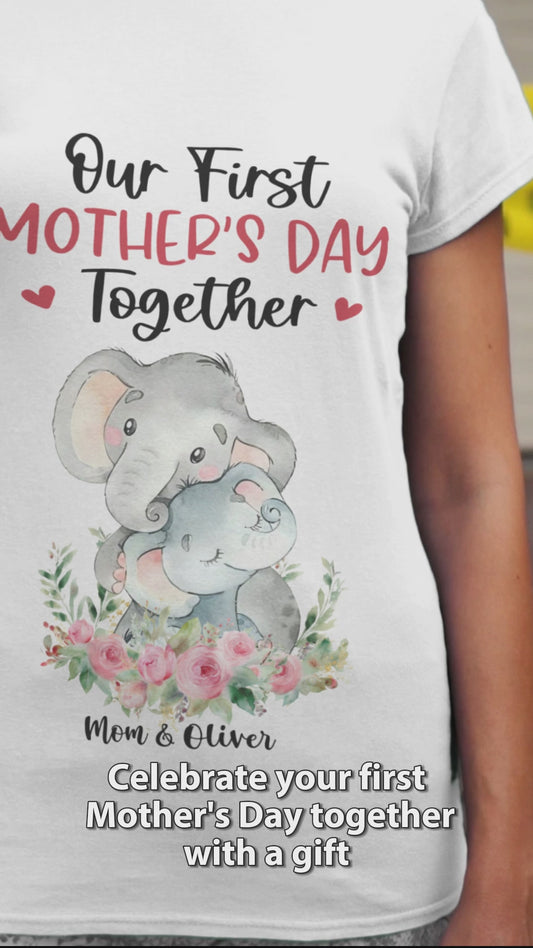 Notre première fête des mères ensemble - T-shirt personnalisé pour maman et body pour bébé