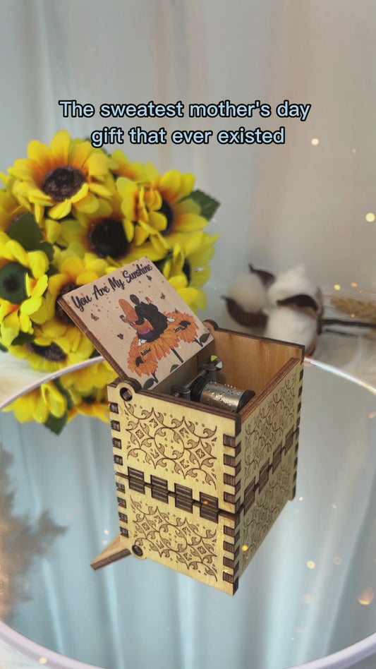 Tu es mon rayon de soleil - Boîte à musique à manivelle personnalisée pour la fête des mères