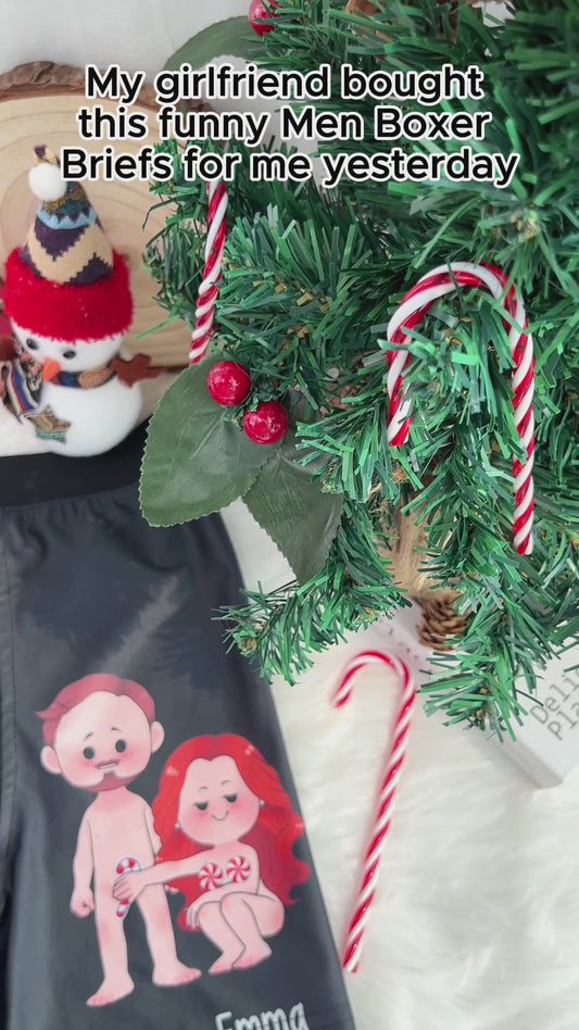 Congrats On Being My Favorite Candy Cane - gift for husband, wife, boyfriend, girlfriend - Personalized Men’s Boxer Briefs