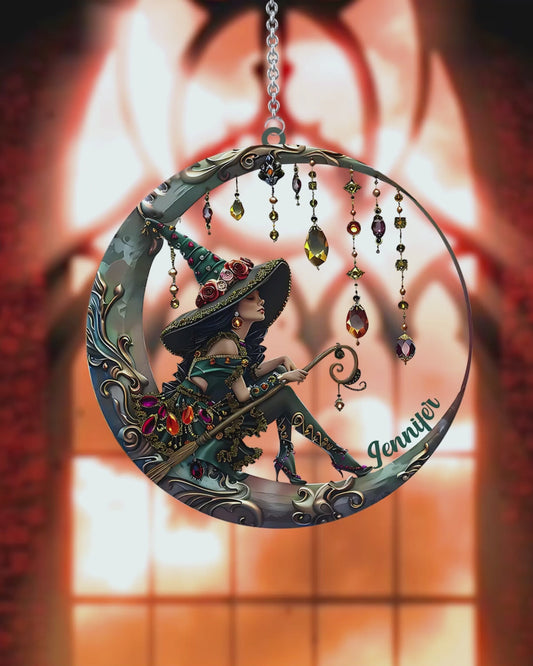 Belle Sorcière - Ornement Attrape-Soleil à suspendre à la fenêtre, personnalisé et orné d'une sorcière 