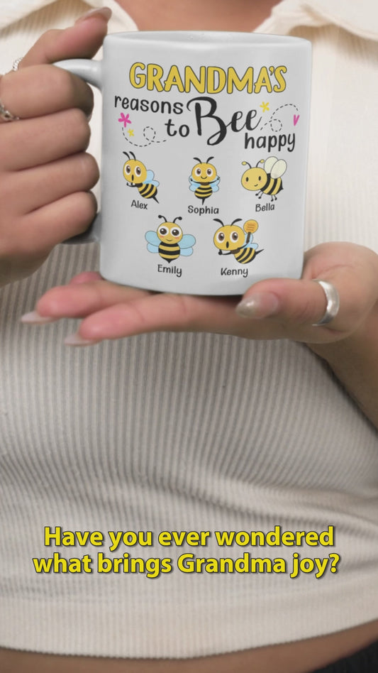 Les raisons de grand-mère d'être heureuse - Mug abeille personnalisé