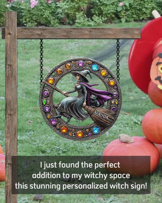 Beautiful Witch - Personalized Witch Cut Metal Sign