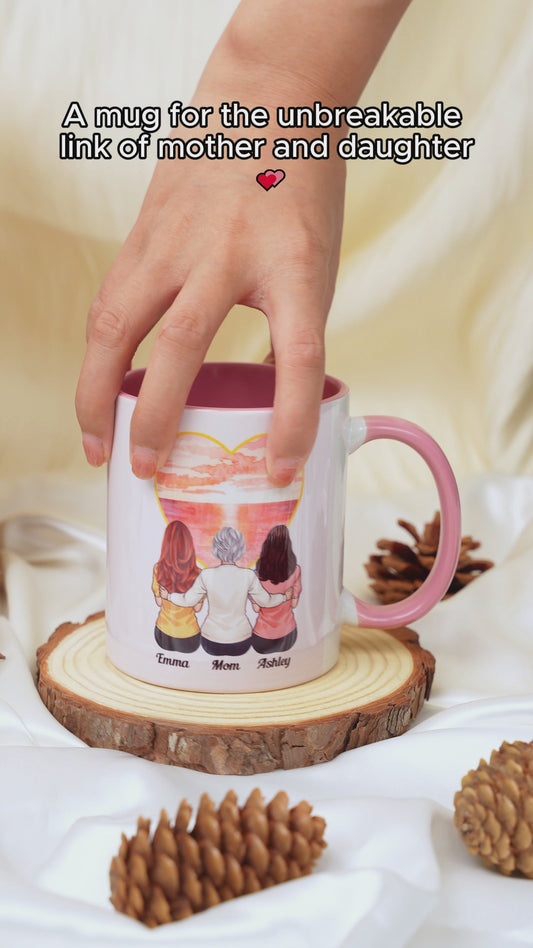 Mère et filles, unies pour toujours - Mug personnalisé pour maman