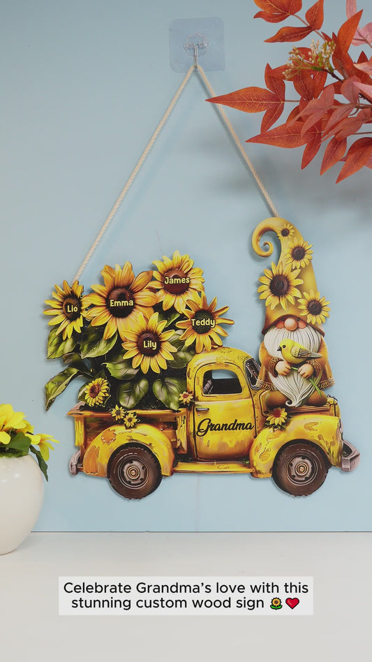 Love Grandma - Personalized Grandma Custom Shaped Wood Sign