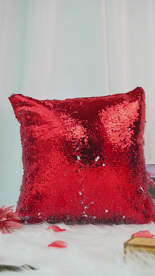 Je t'aime - Housse de coussin à sequins personnalisée pour couple