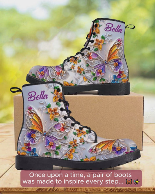 Marchez avec foi - Bottes en cuir papillon personnalisées