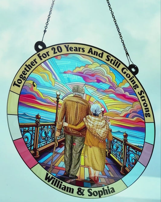 From Our First Kiss Till Our Last Breath - Personalized Couple Window Hanging Suncatcher Ornament