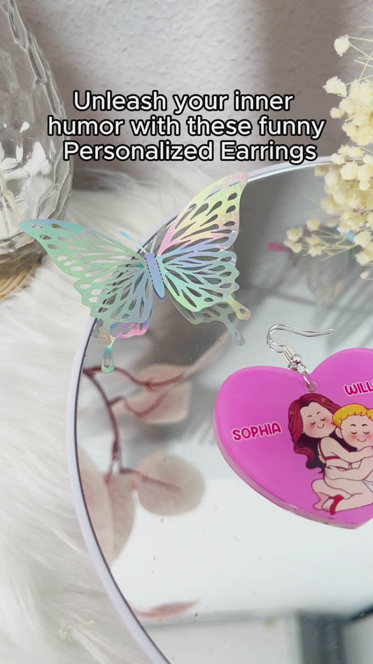 Boucles d'oreilles personnalisées pour couples « Cœurs de conversation » en bonbons en forme de cœur