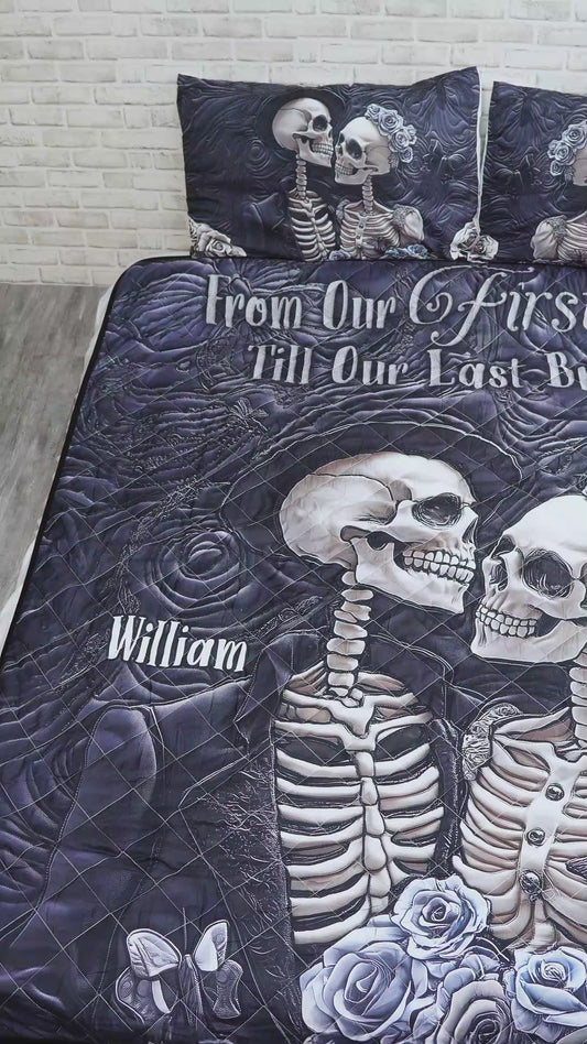 Till Death Do Us Part - Personalized Skull Quilt Set
