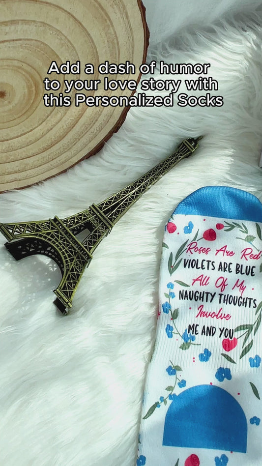 Les roses sont rouges - Chaussettes personnalisées pour couples