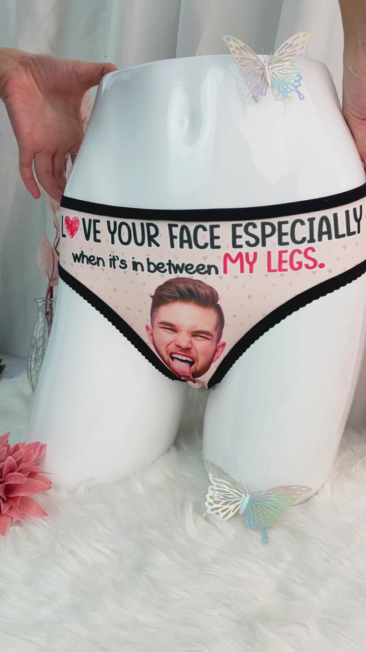J'aime particulièrement ton visage - Culottes pour femmes personnalisées avec bordure en dentelle pour couples