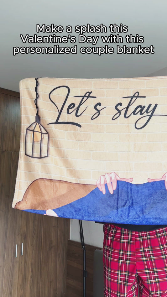 Restons au lit - Couverture personnalisée pour couples