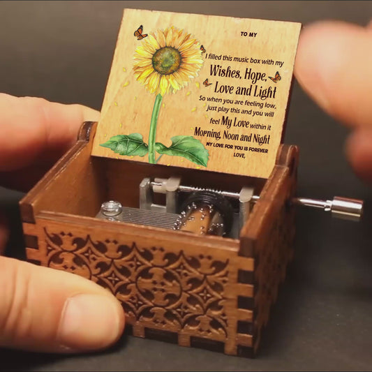 À ma fille, ma petite-fille - Cadeau pour grand-mère, maman, fille, petite-fille, sœur - Boîte à musique à manivelle personnalisée