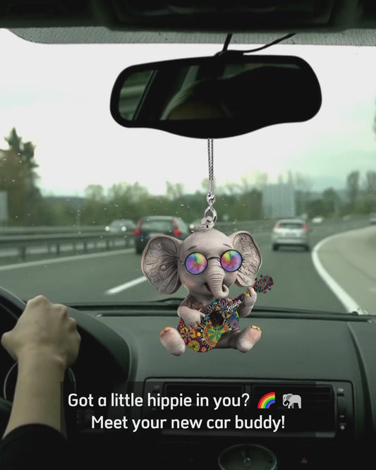 Éléphant hippie - Ornement de voiture hippie personnalisé