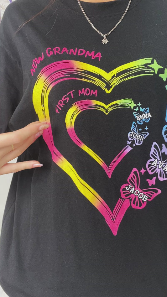 Any Title Of Mother And Grandma Double Heart Colorful - Personalized Grandma T-shirt And Hoodie