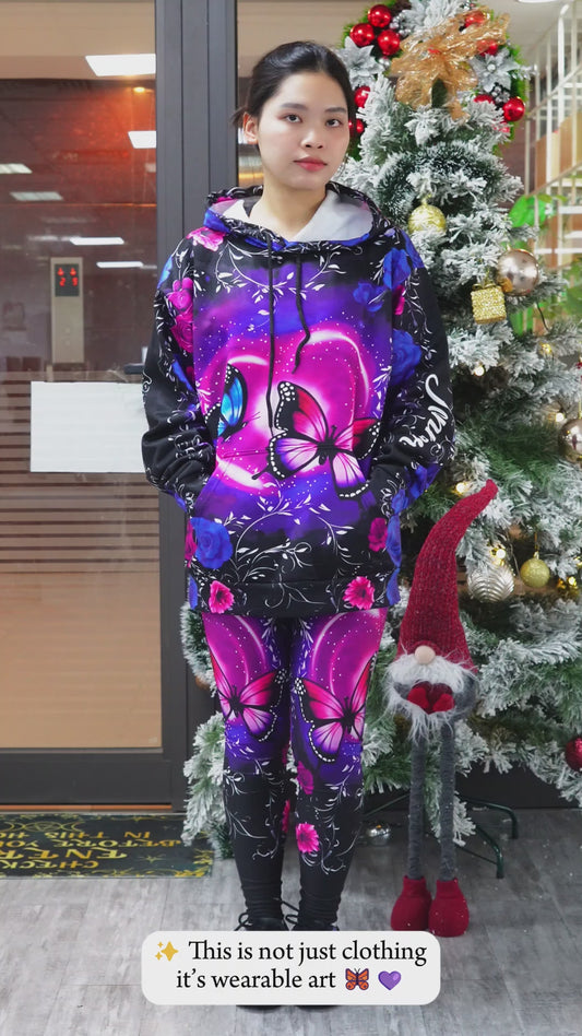 J'adore les papillons - Sweat à capuche et legging personnalisés papillons