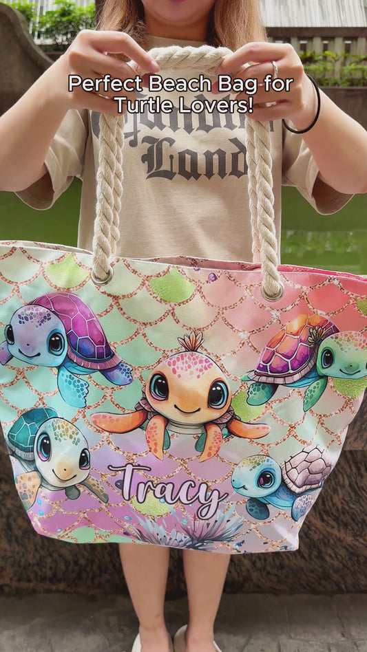 Tortues mignonnes - Sac de plage personnalisé en forme de tortue