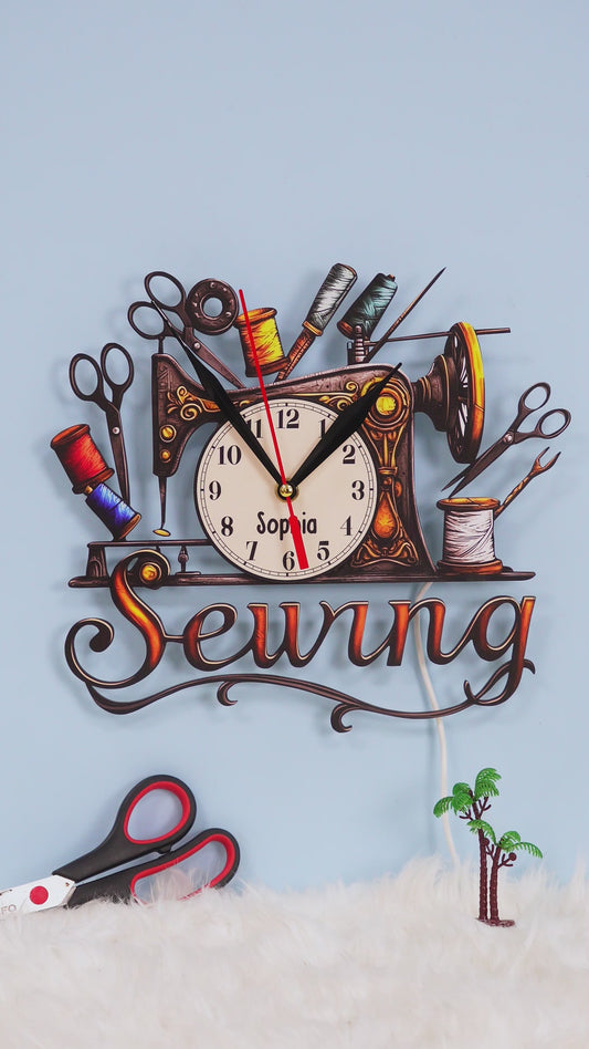 Sewing Room - Personalized Sewing LED Light Wall Clock