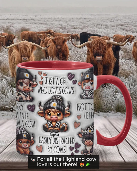 Mug personnalisé « Juste une fille qui aime les vaches des Highlands »