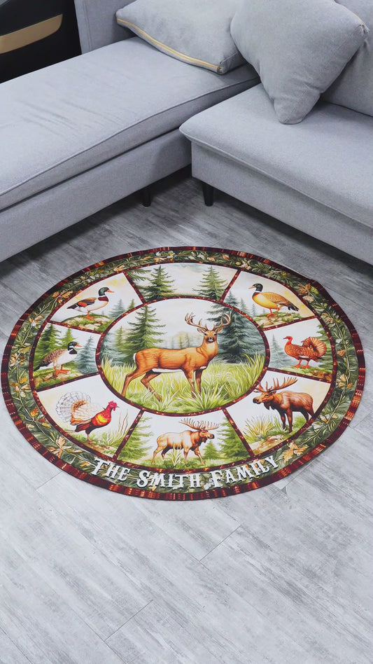 Passionné de chasse - Tapis rond de chasse personnalisé