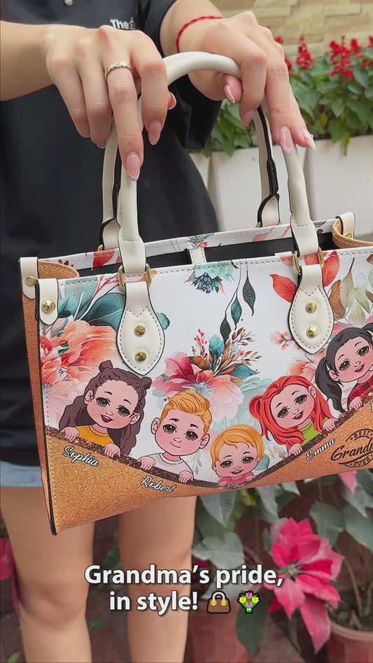 Meilleure grand-mère du monde (tous titres) - Sac à main en cuir personnalisé pour grand-mère