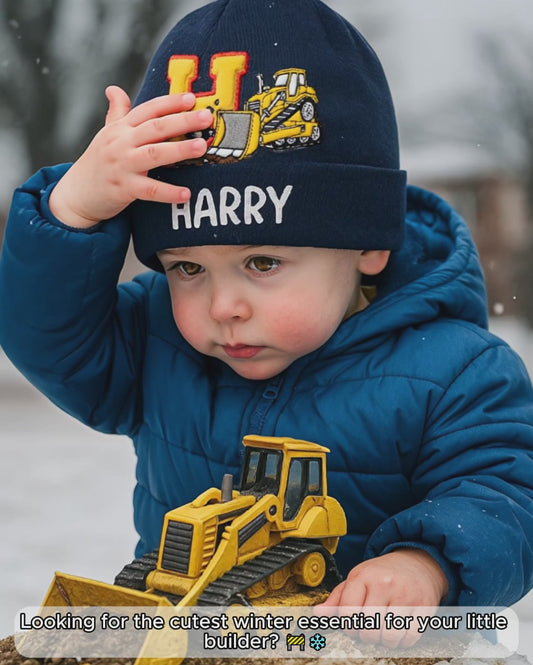 Alphabet Construction Vehicles - Personalized Kid Beanie Hat