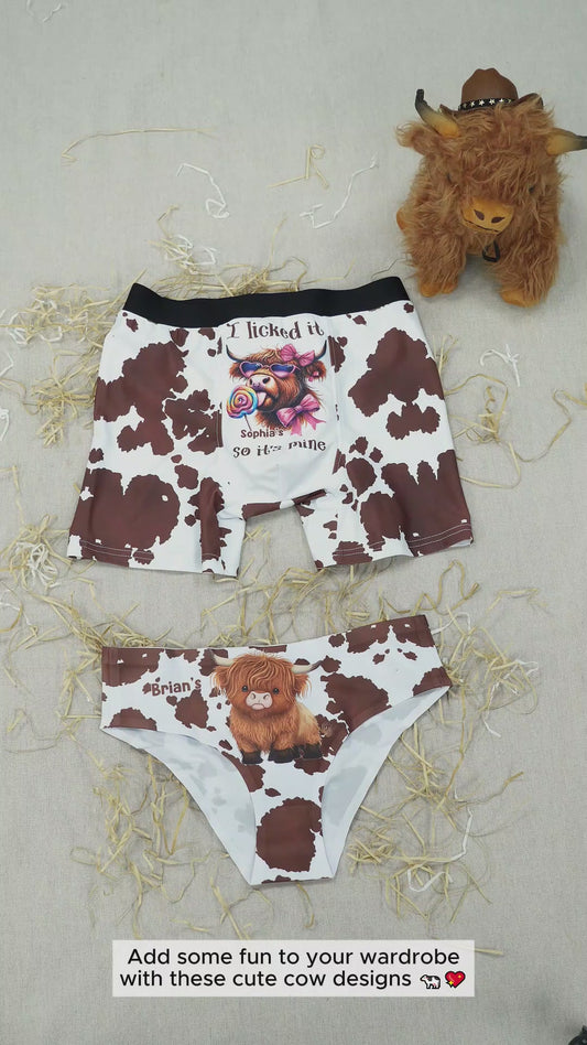 Vaches mignonnes - Slips personnalisés pour femmes et boxers pour hommes à l'effigie de vaches des Highlands