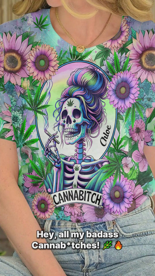 Cannabitch - T-shirt personnalisé avec motif cannabis intégral