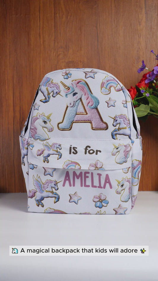 Magnifique alphabet licorne - Sac à dos et trousse personnalisés pour enfant
