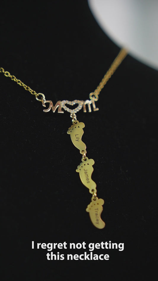 Collier personnalisé avec gravure des pieds de bébé - Collier pour maman