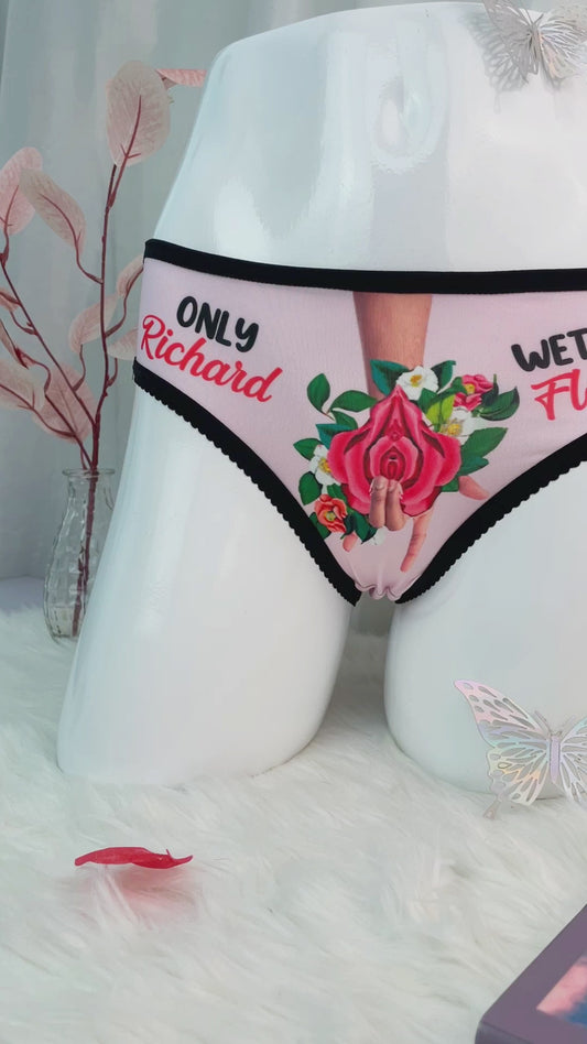 Wets My Flower - Personalized Couple Lace Border Women Briefs
