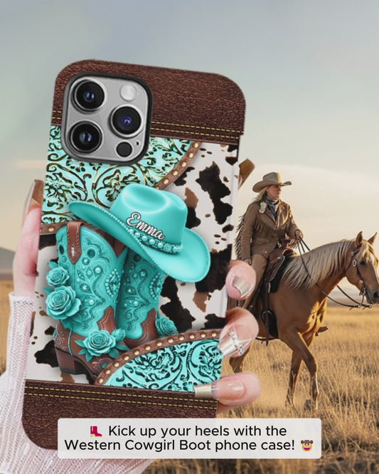 Western Cowgirl Boot - Personalized Cowgirl Full Print Phone Case