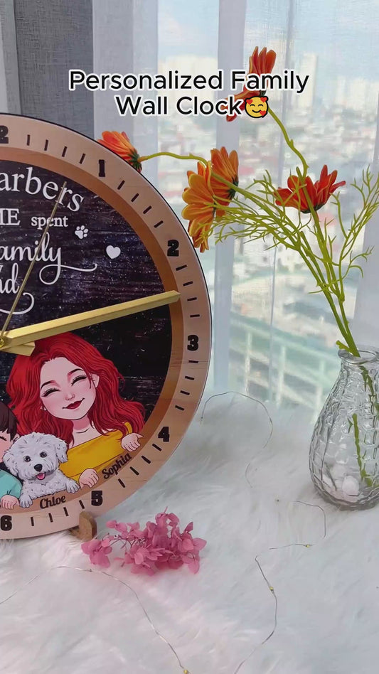 Time Spent With Family - Personalized Family Wall Clock