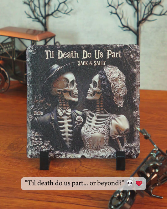 Jusqu'à ce que la mort nous sépare - Pierre carrée personnalisée pour couple