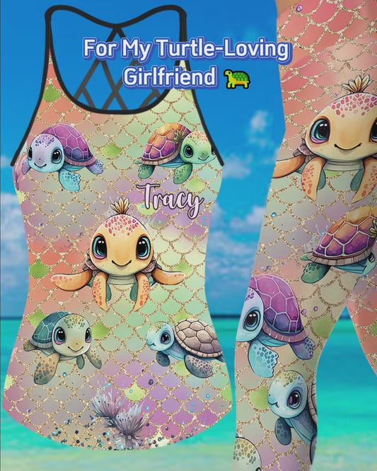 Débardeur et legging personnalisés avec croix tortue colorée