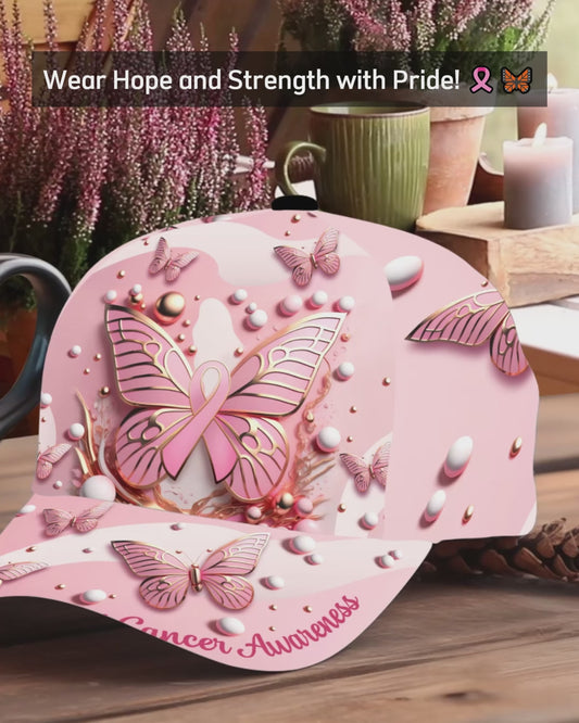 Sensibilisation au cancer du sein - Casquette papillon classique