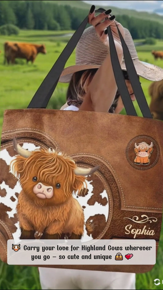 Sac fourre-tout personnalisé « Juste une fille qui aime les vaches des Highlands ».