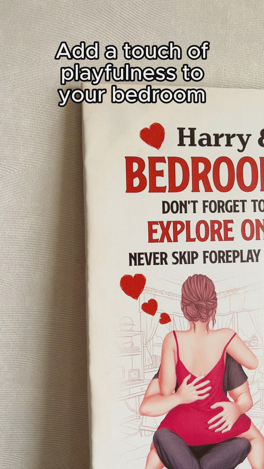 Règle de la chambre à coucher : N'oubliez pas de fermer la porte à clé - Toile et affiche personnalisées pour couples