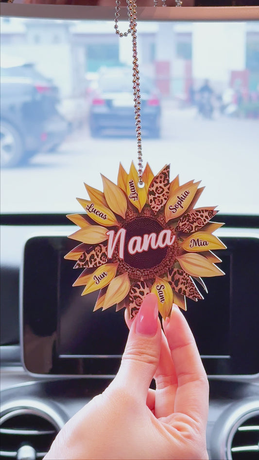 Nana Mom Auntie Family Sunflower - Personalized Grandma Car Ornament