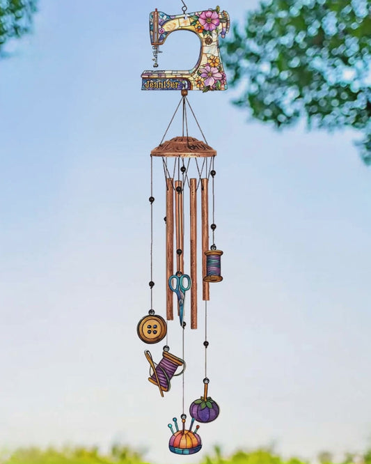 Magnifique machine à coudre - Carillon éolien personnalisé avec breloques
