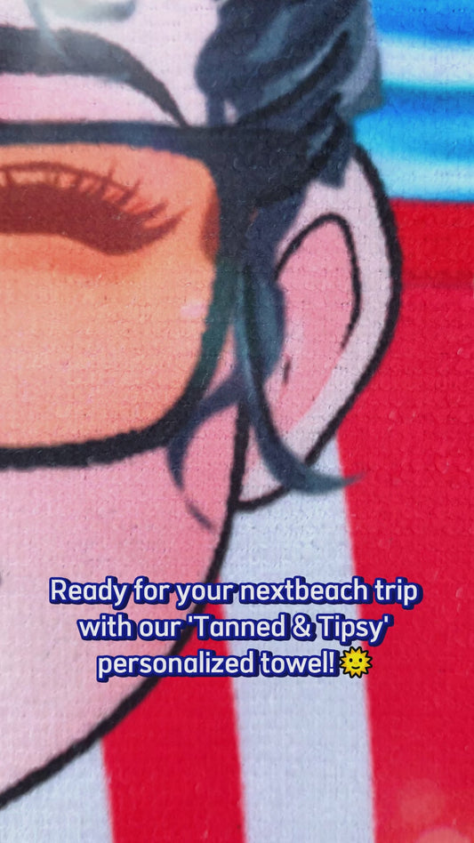 Tanned & Tipsy - Personalized Sea Lover Beach Towel